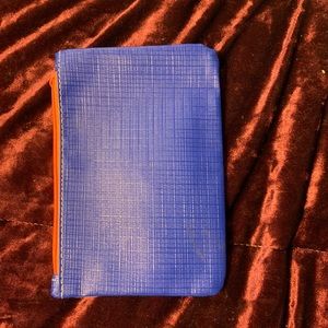 Blue and orange makeup bag